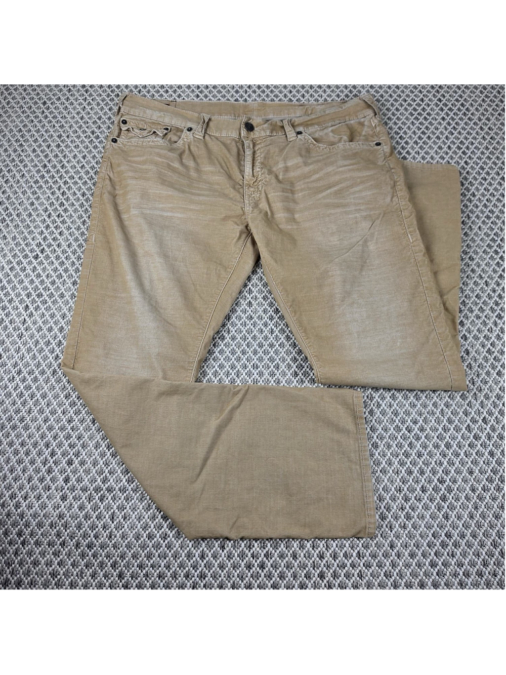 True Religion Ricky Relaxed Straight Corduroy Pants Men’s 42 Beige Tan USA Y2K